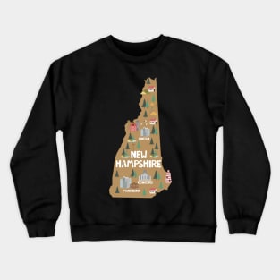 New Hampshire USA State Illustrated Map Crewneck Sweatshirt